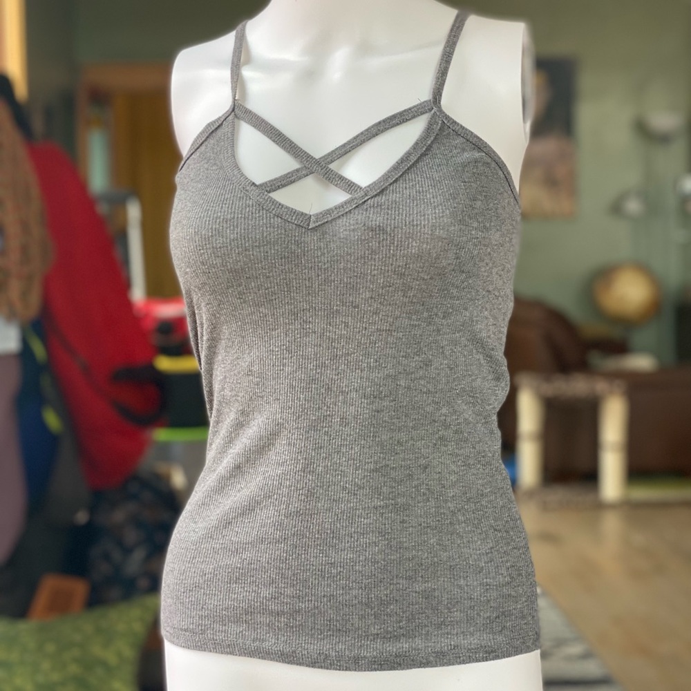 Grey Criss-Cross Tank Top